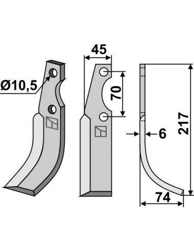 Couteau, modèle droit