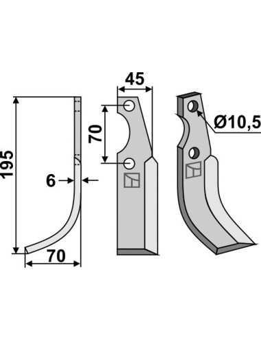 Couteau, modèle gauche