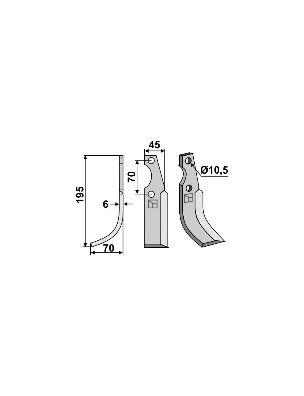 Couteau, modèle gauche