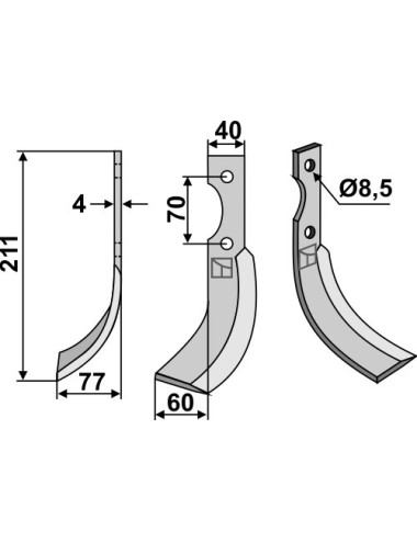 Couteau, modèle gauche