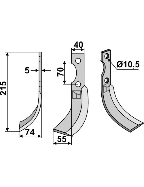 Couteau, modèle gauche