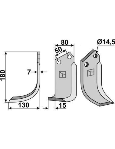 Couteau, modèle gauche