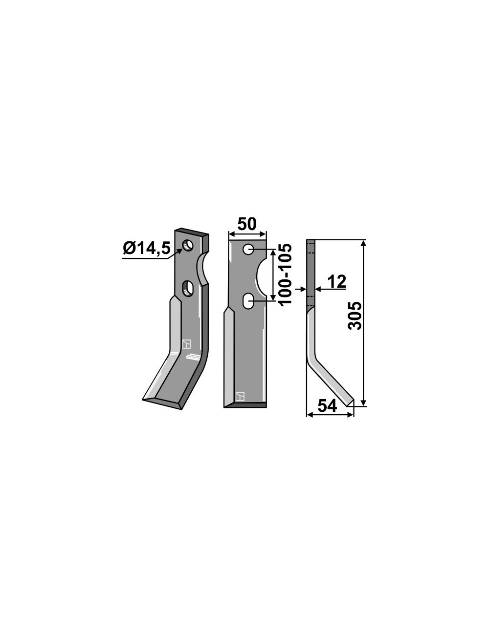 Dent rotative, modèle droit