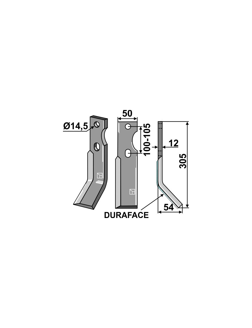 Dent rotative DURAFACE, modèle droit