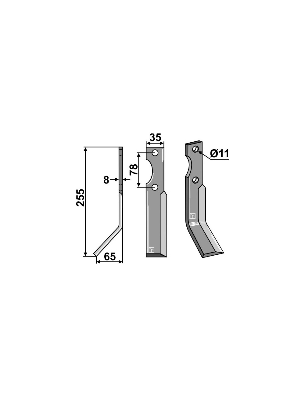 Dent rotative, modèle gauche