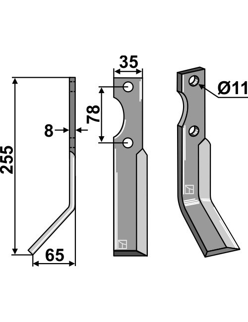 Dent rotative, modèle gauche