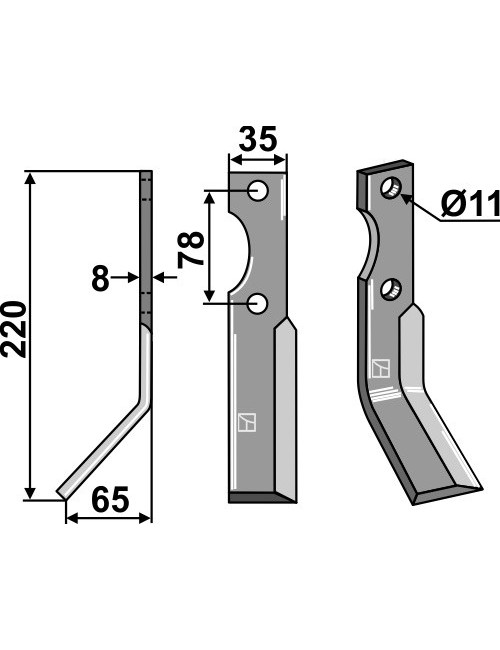 Dent rotative, modèle gauche