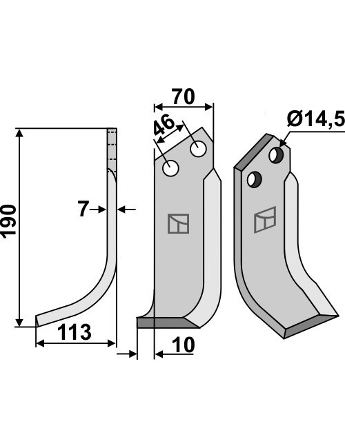 Couteau, modèle gauche