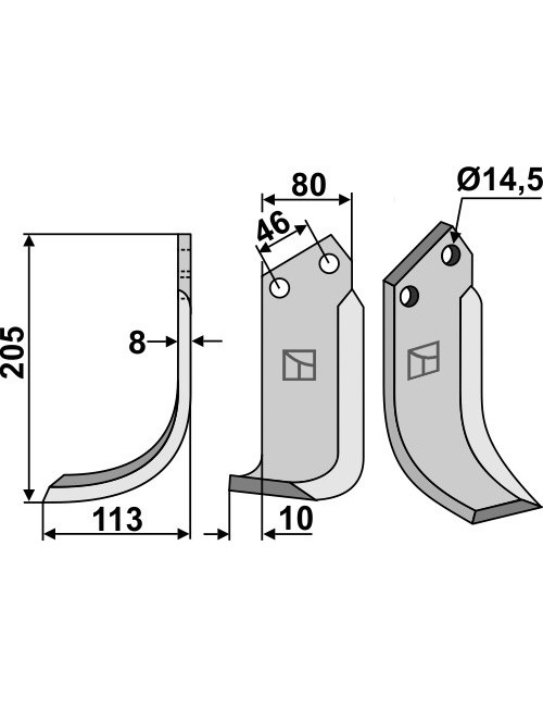 Couteau, modèle gauche