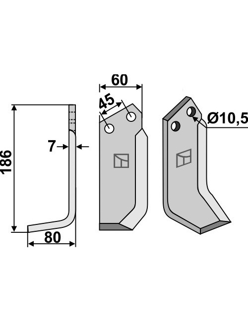 Couteau, modèle gauche