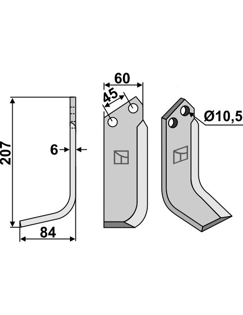 Couteau, modèle gauche