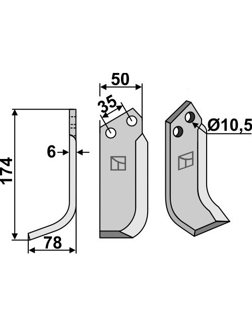 Couteau, modèle gauche