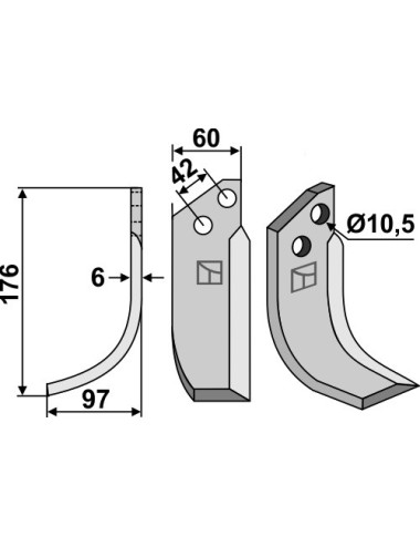 Couteau, modèle gauche