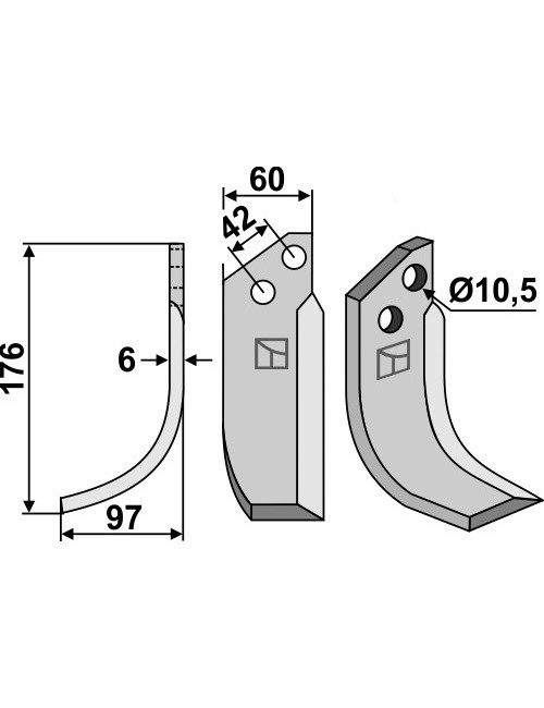 Couteau, modèle gauche