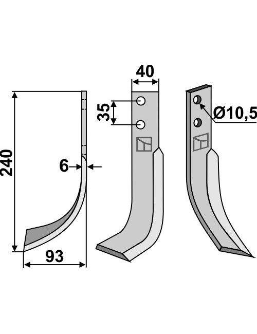 Couteau, modèle gauche