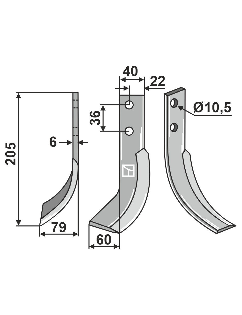 Couteau, modèle gauche