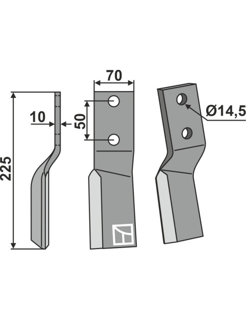 Dent rotative, modèle gauche