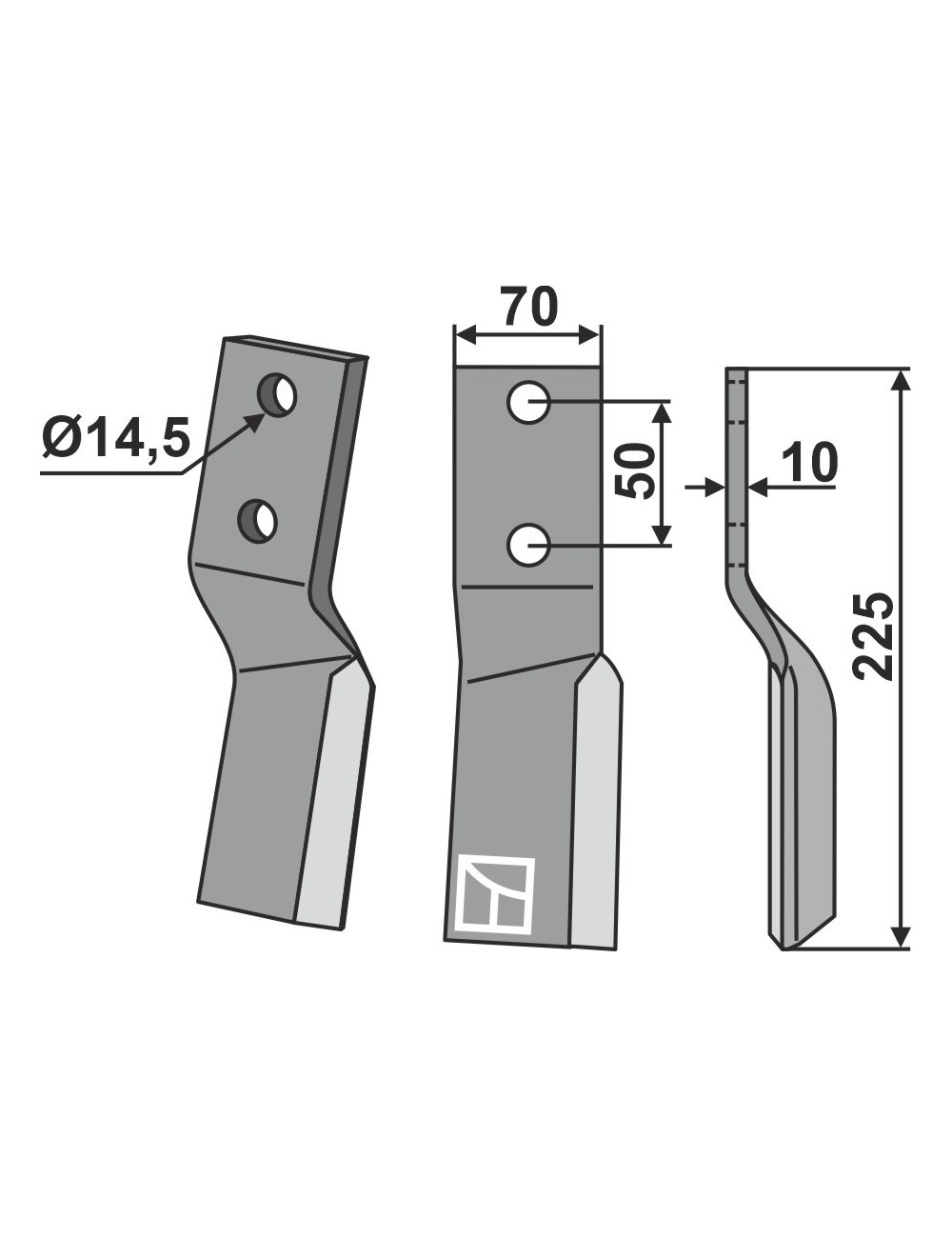 Dent rotative, modèle droit