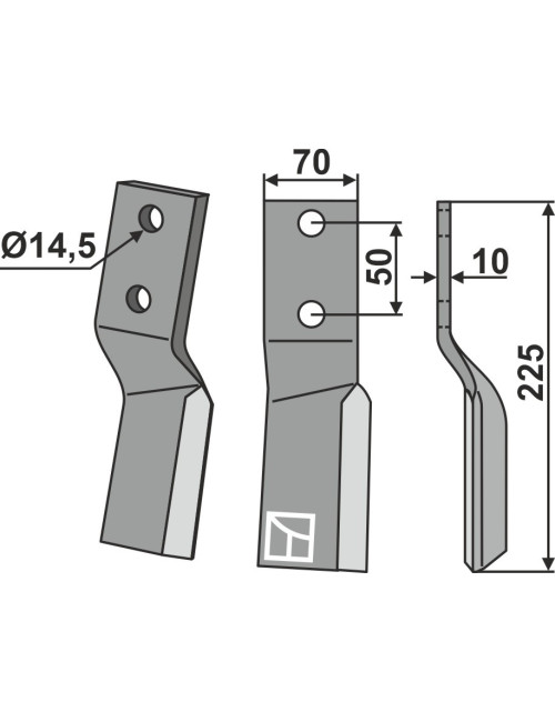 Dent rotative, modèle droit