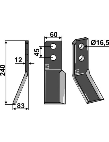 Couteau, modèle gauche