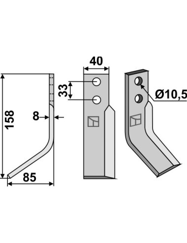 Couteau, modèle gauche