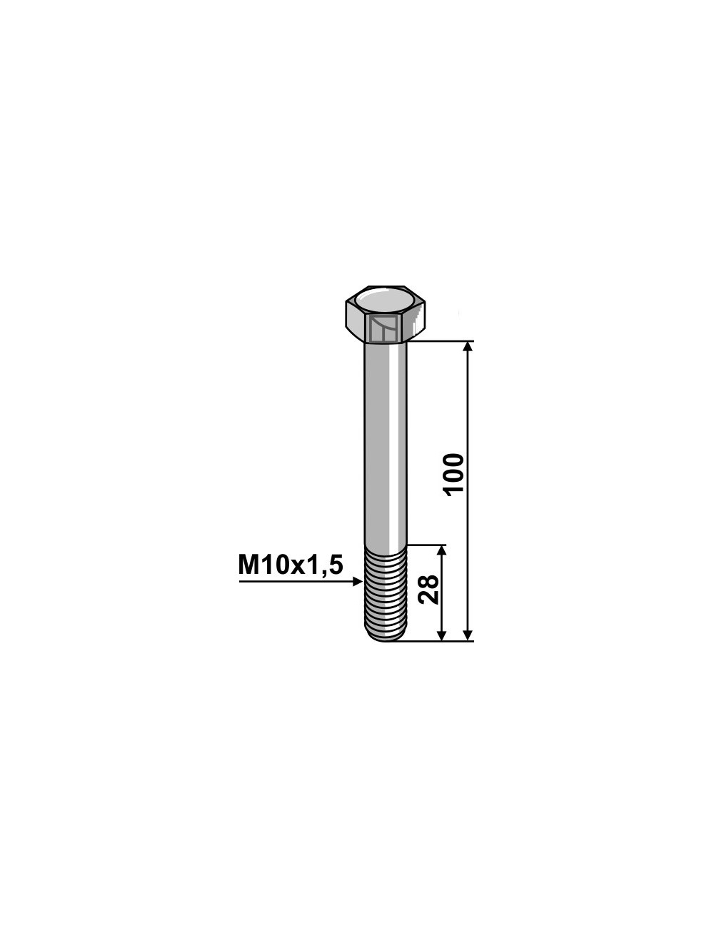 Boulon à tête hexagonale M10 sans écrou