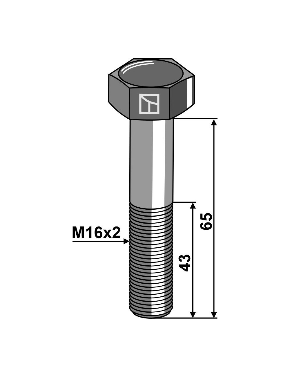 Boulon à tête hexagonale M16 sans écrou