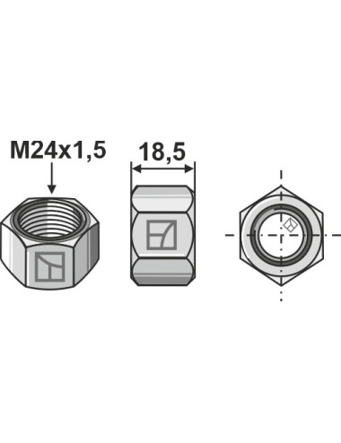 Écrou M24x1,5 - galvanisées...