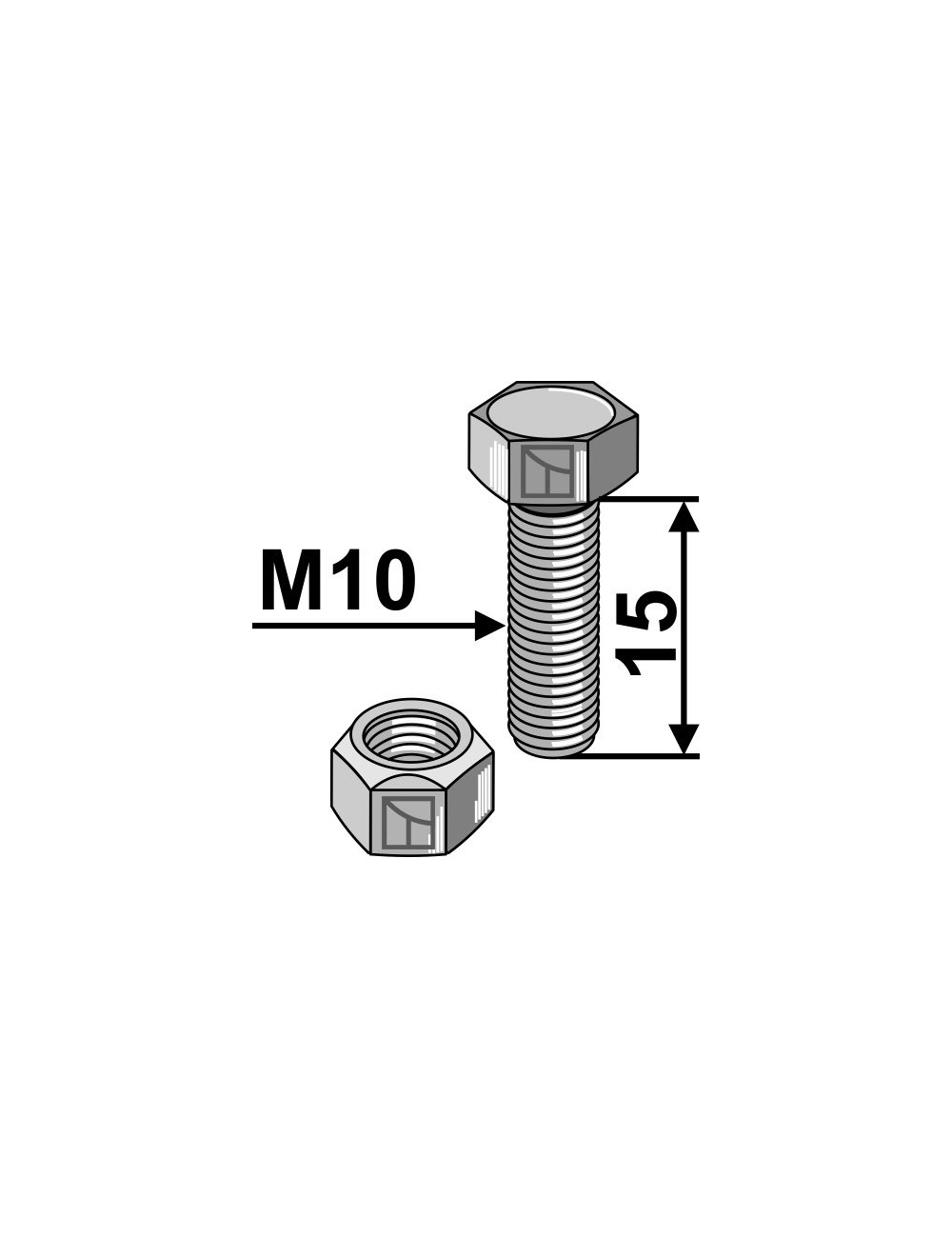 Boulon avec écrou à freinage interne - M10x1,5 - 10.9