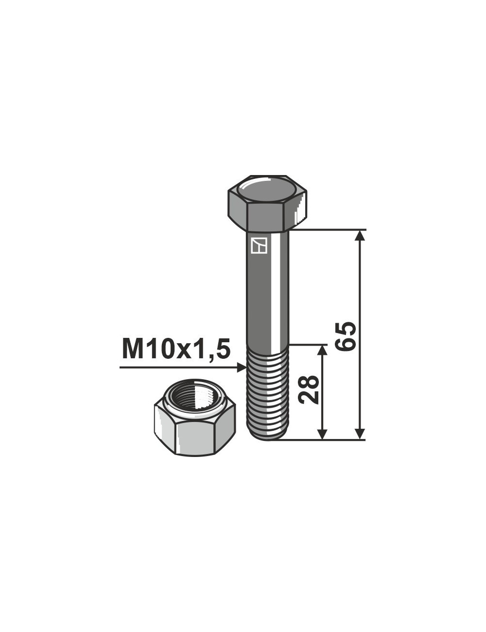 Boulon avec écrou à freinage interne - M10 - 10.9