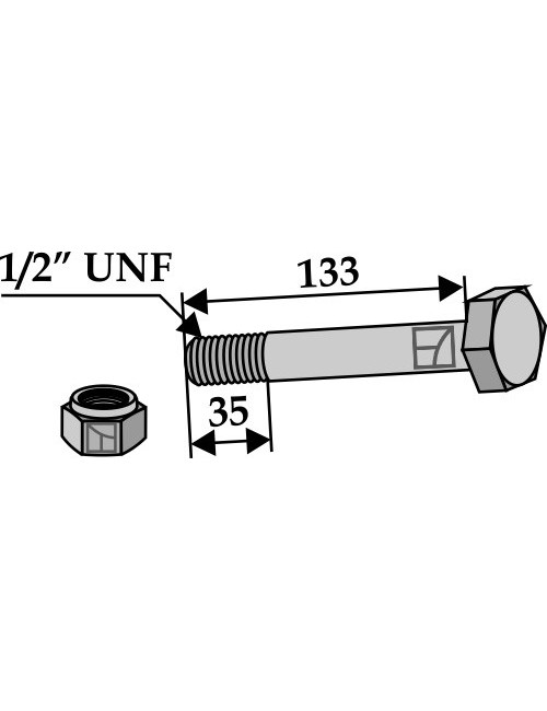 Boulon avec écrou à freinage interne - 1/2''UNF