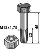 Boulon avec écrou à freinage interne - M12x1,75 - 10.9