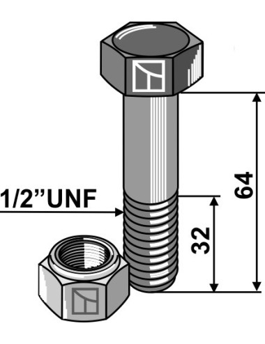 Boulon avec écrou à freinage interne - 1/2''UNF
