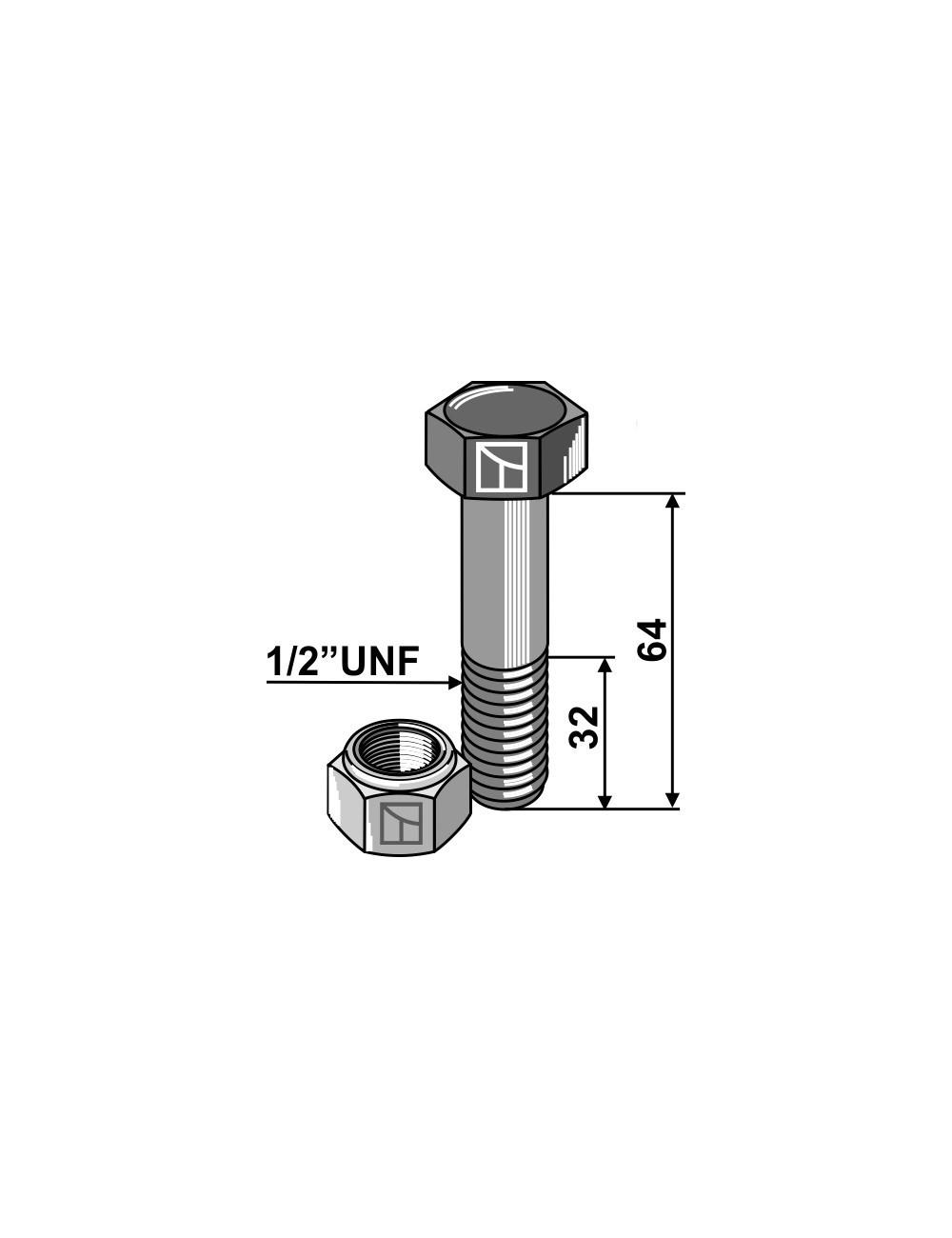 Boulon avec écrou à freinage interne - 1/2''UNF