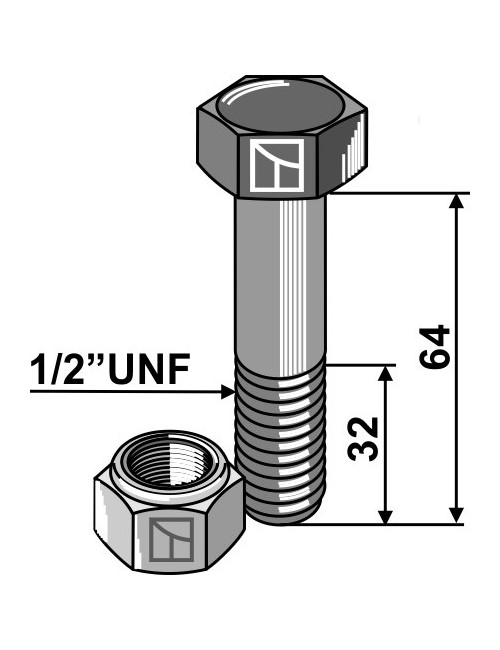 Boulon avec écrou à freinage interne - 1/2''UNF