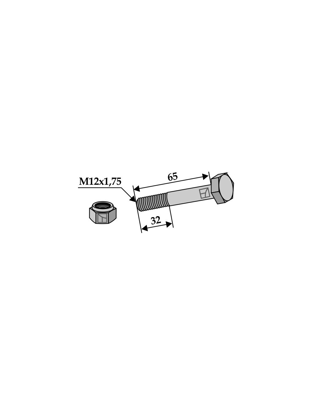 Boulon avec écrou à freinage interne - M12x1,75 - 10.9