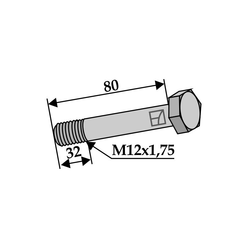 Boulon avec écrou à freinage interne - M12x1,75 - 10.9