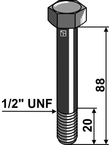Boulon à tête hexagonale 1/2