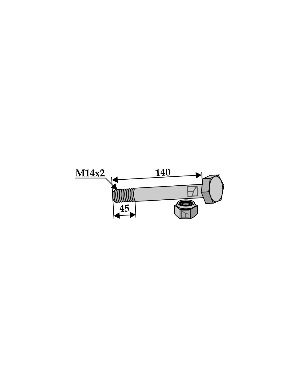 Boulon avec écrou à freinage interne - M14x2 - 10.9