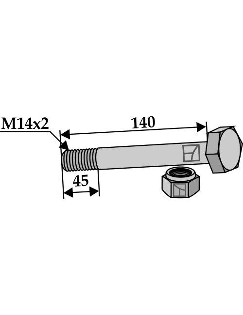 Boulon avec écrou à freinage interne - M14x2 - 10.9