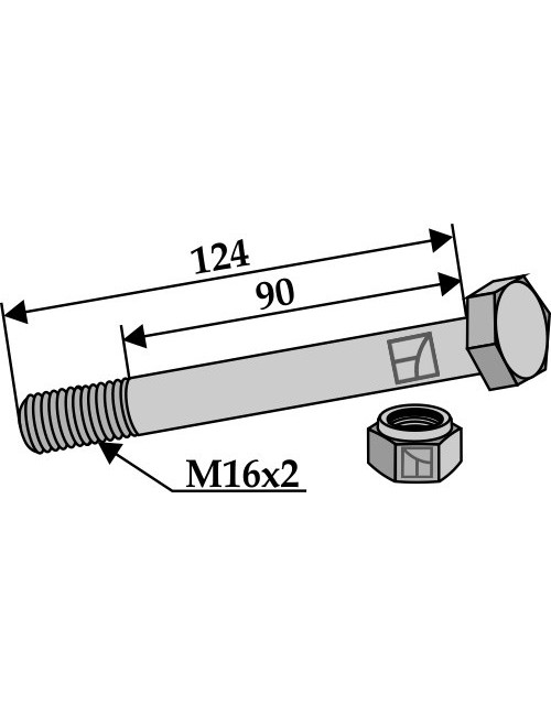 Boulon avec écrou à freinage interne - M16 x 2 - 8.8