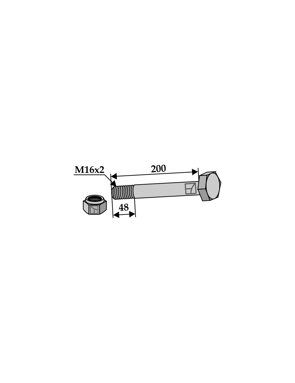 Boulon avec écrou à freinage interne - M16 x 2 - 8.8