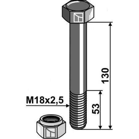 Boulon avec écrou à freinage interne - M18x2,5 - 10.9