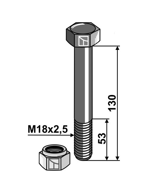 Boulon avec écrou à freinage interne - M18x2,5 - 10.9