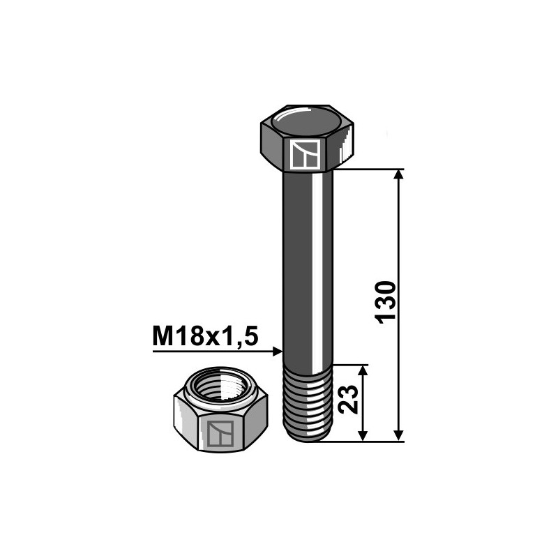 Boulon avec écrou à freinage interne - M18x1,5 - 10.9