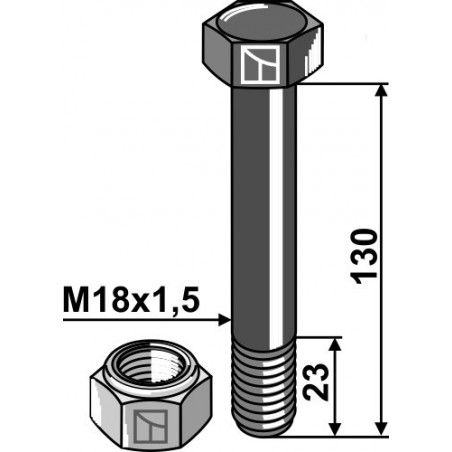 Boulon avec écrou à freinage interne - M18x1,5 - 10.9