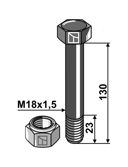 Boulon avec écrou à freinage interne - M18x1,5 - 10.9