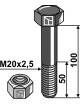 Boulon avec écrou à freinage interne - M20 x 2,5 - 10.9