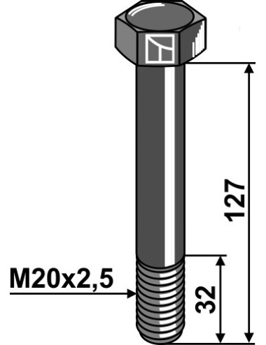 Boulon M20x2,5x127 - 10.9