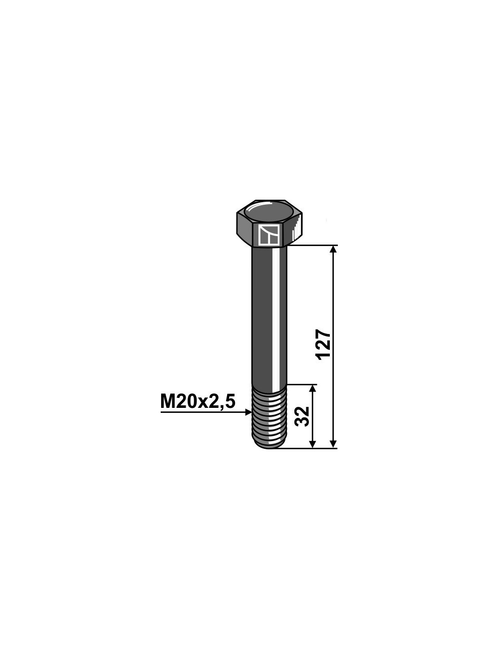 Boulon M20x2,5x127 - 10.9